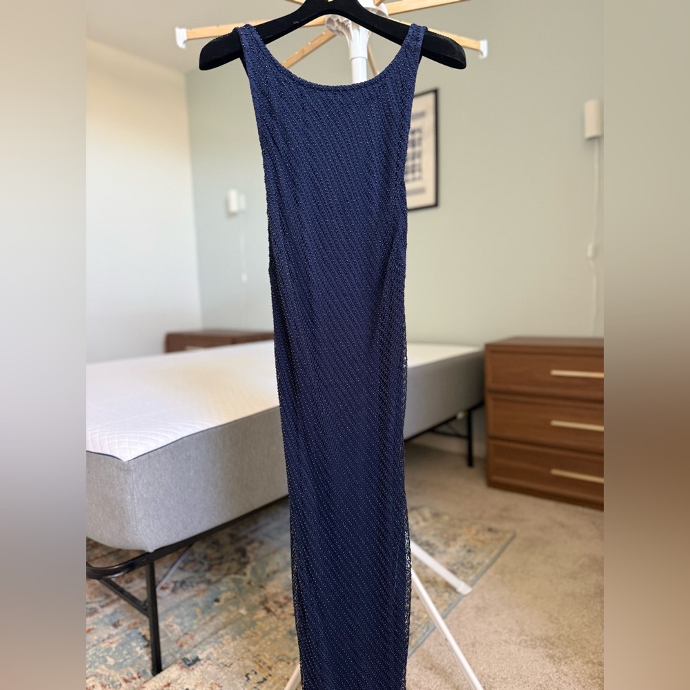 90s beaded Lauren Ralph Lauren Navy Maxi Dress Carolyn Bessette